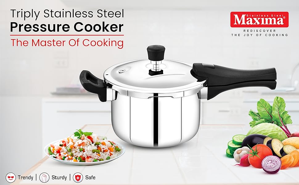Maxima Triply SS Sumo Prime Pressure Cooker (Induction Friendly) - Premium SS pressure cooker from Maxima - Just Rs. 2796! Shop now at Surana Sons