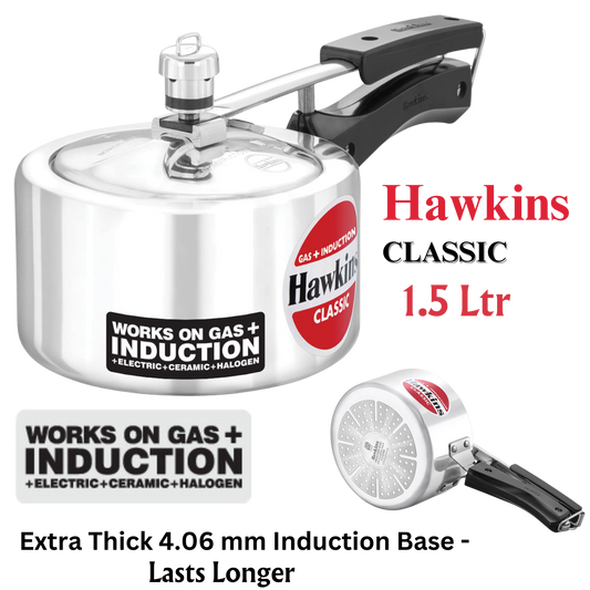 Hawkins Classic Aluminum Pressure Cooker | Induction Base | Inner Lid Cooker - Premium Aluminium Pressure Cooker from Hawkins - Just Rs. 1242! Shop now at Surana Sons