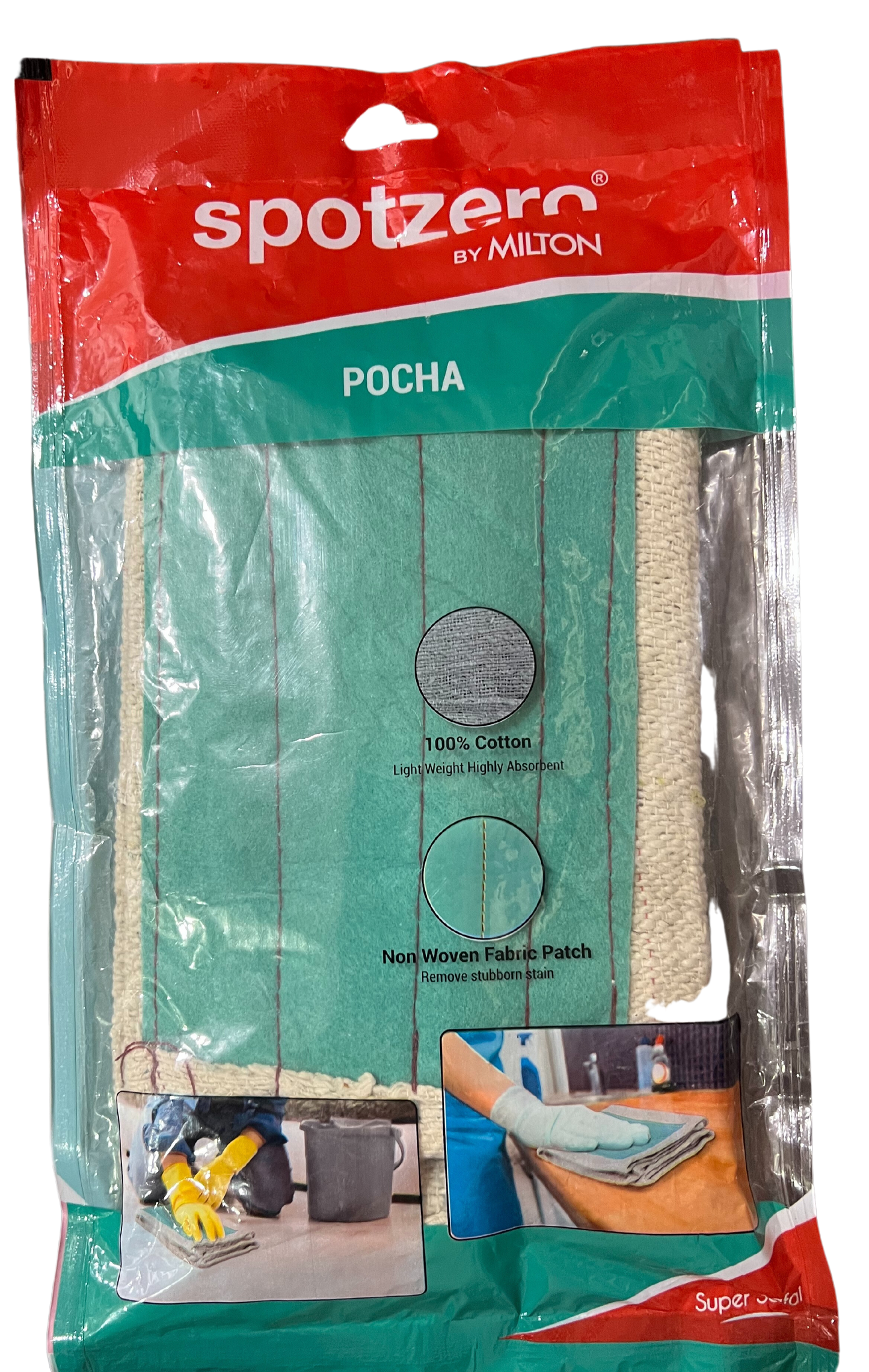 Spotzero By Milton Cloth Pocha (Aqua Green, Grey, Cotton) Set 6 (Pack of 1 Each) - Premium Cotton Pocha from milton spotzero - Just Rs. 270! Shop now at Surana Sons