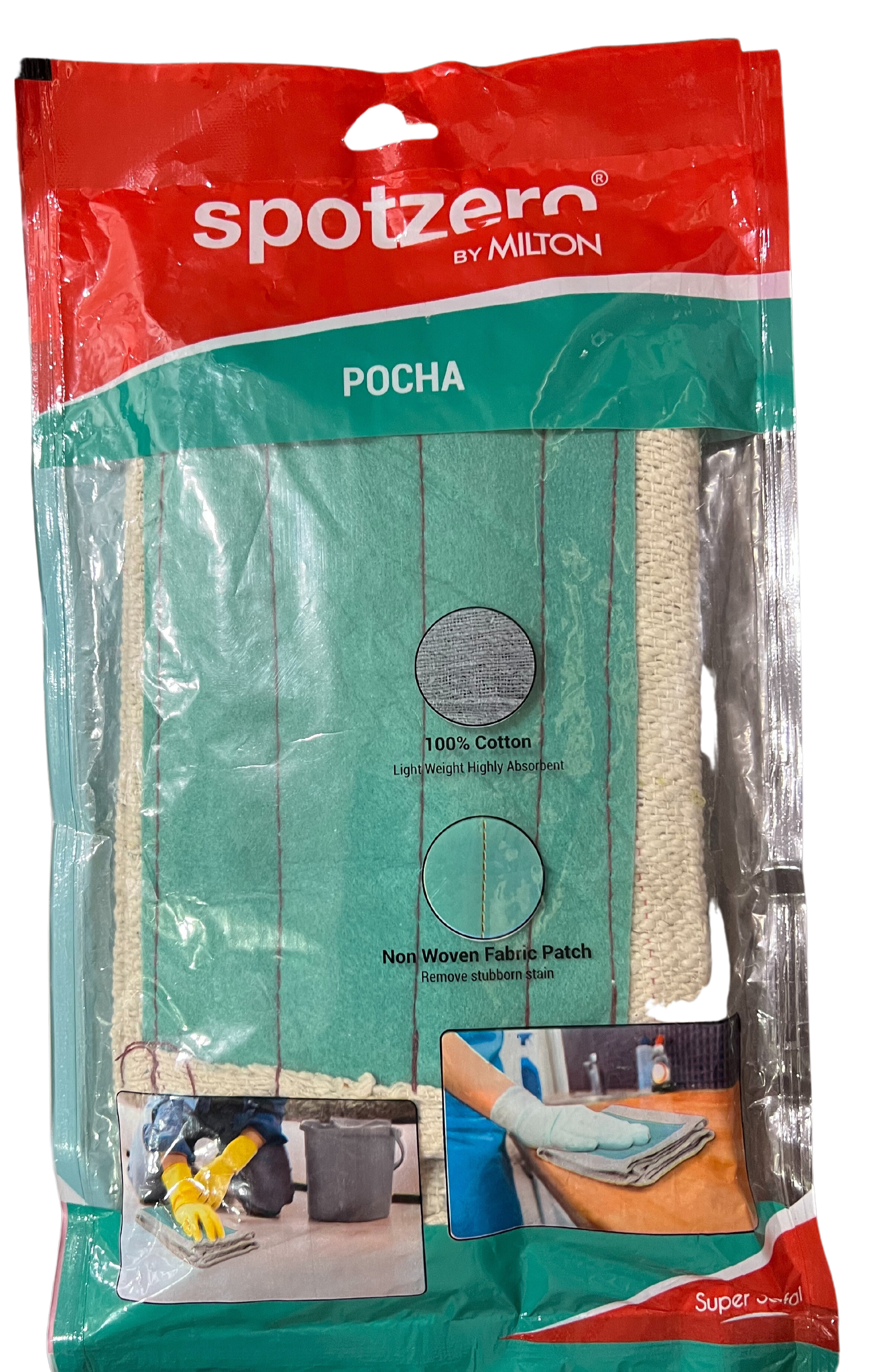 Spotzero By Milton Cloth Pocha (Aqua Green, Grey, Cotton) Set 6 (Pack of 1 Each) - Premium Cotton Pocha from milton spotzero - Just Rs. 270! Shop now at Surana Sons