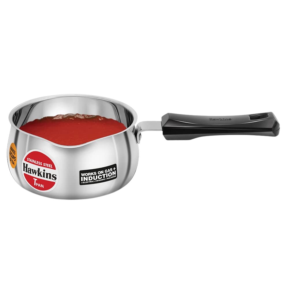 Hawkins 1 Litre Tpan, Stainless Steel Tea Pan, Induction Sauce Pan, Chai Pan, Small Pan, Silver (SST10) - Premium Sauce/Tea Pan from Hawkins - Just Rs. 833! Shop now at Surana Sons