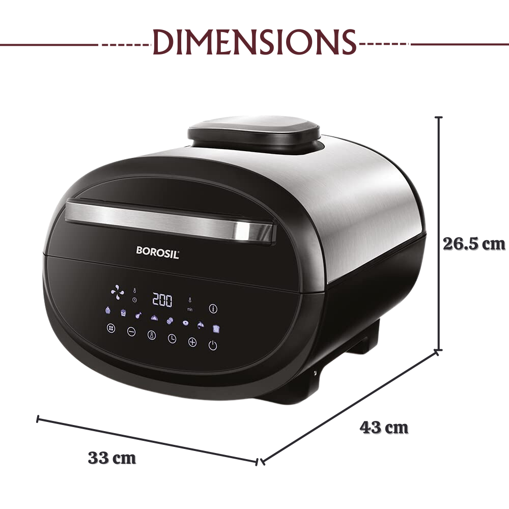 Borosil Best Digi Air-fryer, Top Load Air Fryer, Large Capacity, 8 Pre-Set Menus, 8 in 1 Functionality, 6.1 Ltr - Premium Air Fryer from Borosil - Just Rs. 9999! Shop now at Surana Sons