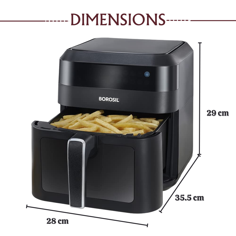 Borosil Best Digi Air Fryer, 4.7 Ltr, 8 in 1, Fry, Grill, Bake, Roast, Dehydrate, Toast & More - Premium Air Fryer from Borosil - Just Rs. 9499! Shop now at Surana Sons