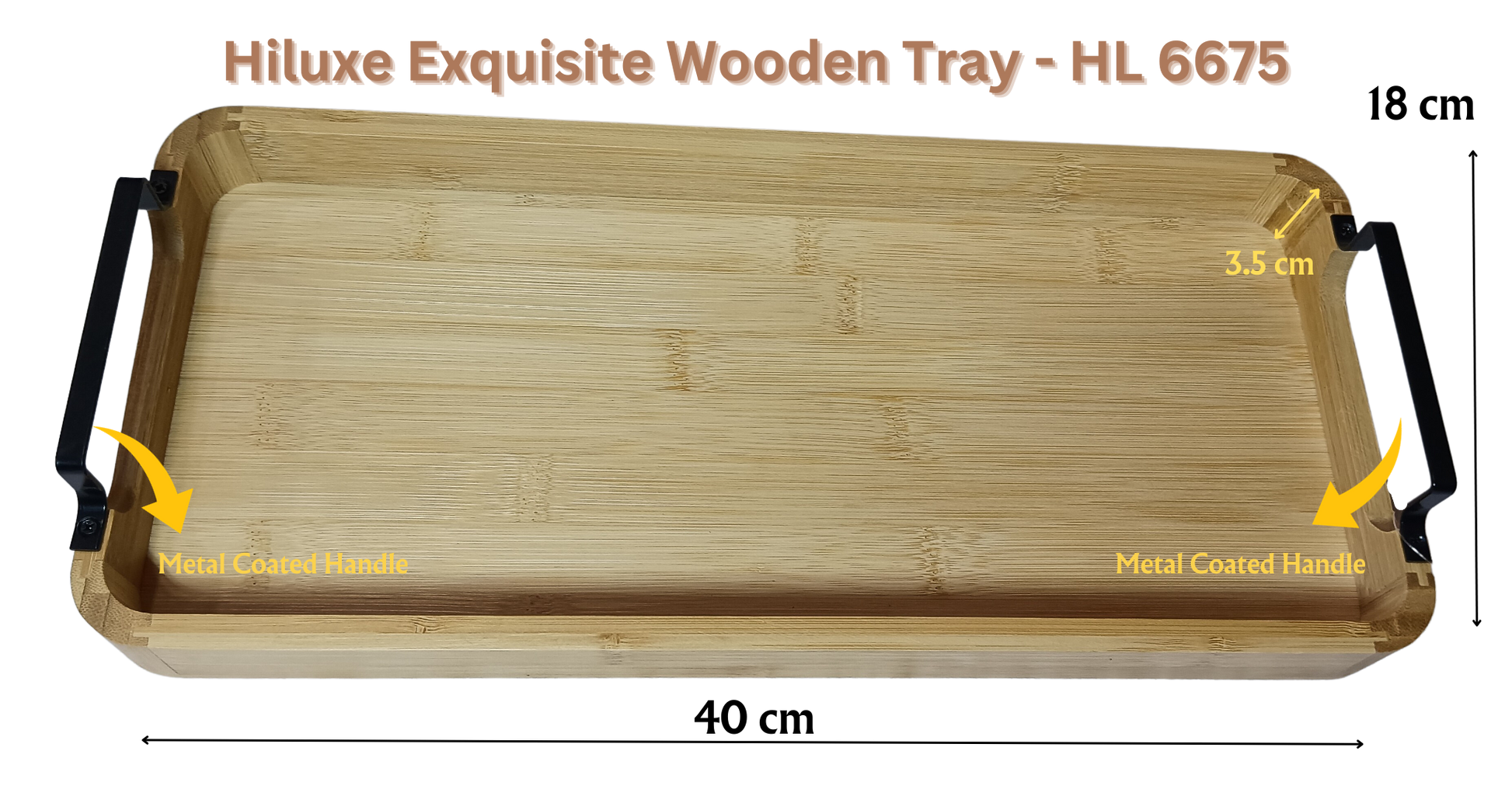 Hiluxe Exquisite Wooden Tray With Handle For Home | Ideal Gift - Premium Wooden Tray from Hiluxe - Just Rs. 850! Shop now at Surana Sons