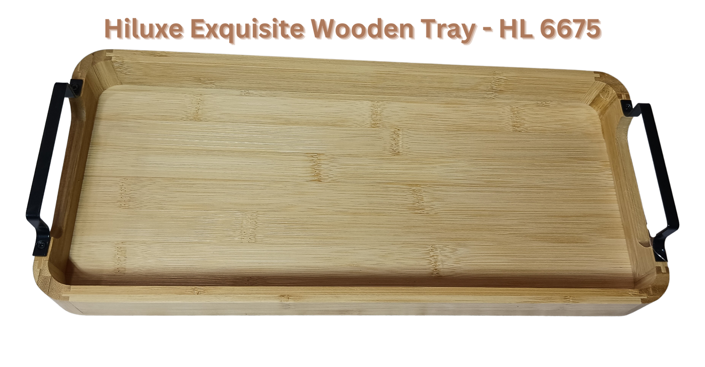 Hiluxe Exquisite Wooden Tray With Handle For Home | Ideal Gift - Premium Wooden Tray from Hiluxe - Just Rs. 850! Shop now at Surana Sons