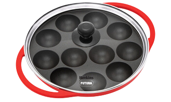 Hawkins Nonstick Appe Pan With Glass Lid, 12 Cups, Diameter 22 Cm, Black  (NAPE22G), Cast Aluminium, Red - Velan Store