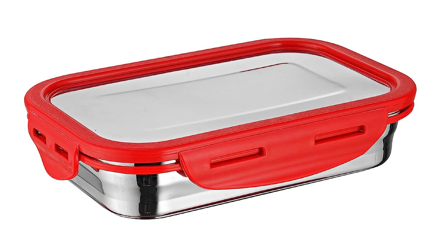 Signoraware Lock N Store Stainless Steel Leakproof, Airtight Container With Steel Lid (Plastic Border) | 2/4 Sides Lock | Square | Rectangular - Premium SS Barni/Containers from Signoraware - Just Rs. 250! Shop now at Surana Sons