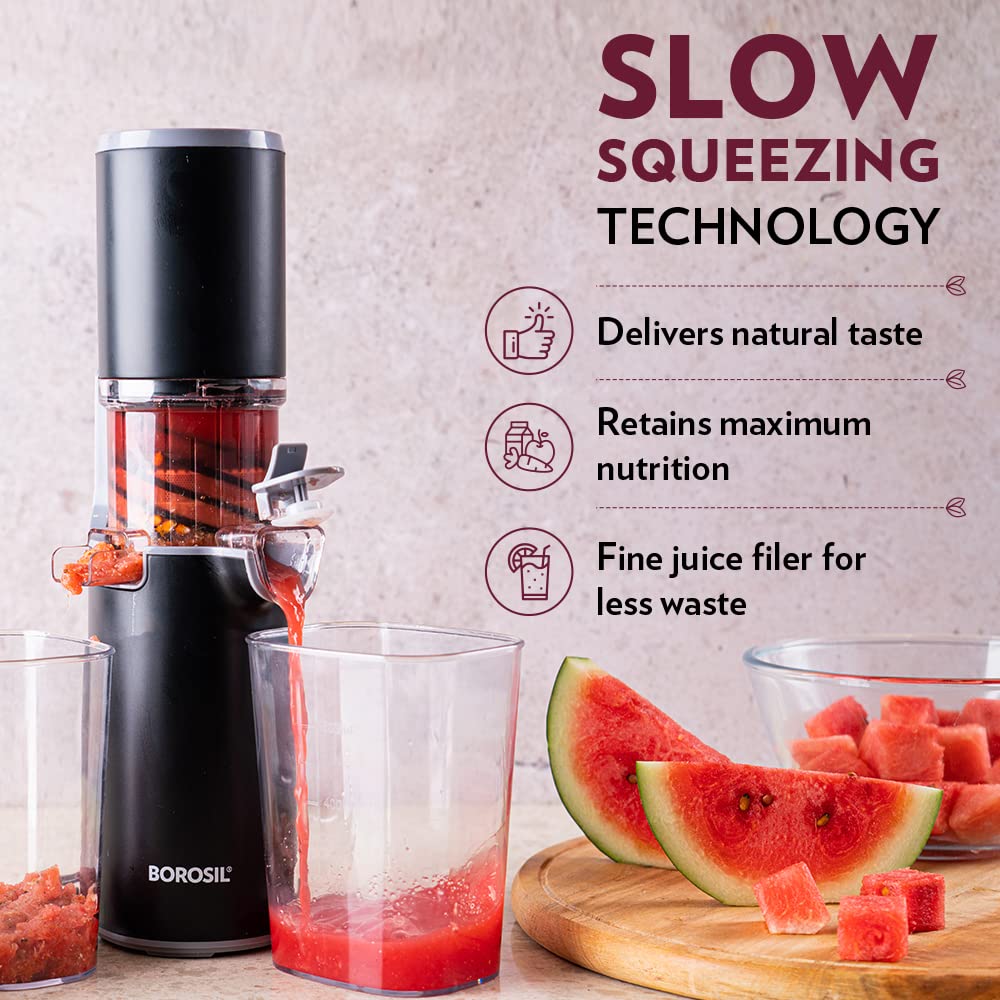 Borosil Easy Juice Cold Press Slow Juicer, Portable Slow Juicer, Compact Design, Less Oxidation, For Healthy Juices of Fresh Fruits & Vegetables, 130 Watt - Premium Slow Centrifugal Juicers from borosil - Just Rs. 3999! Shop now at Surana Sons