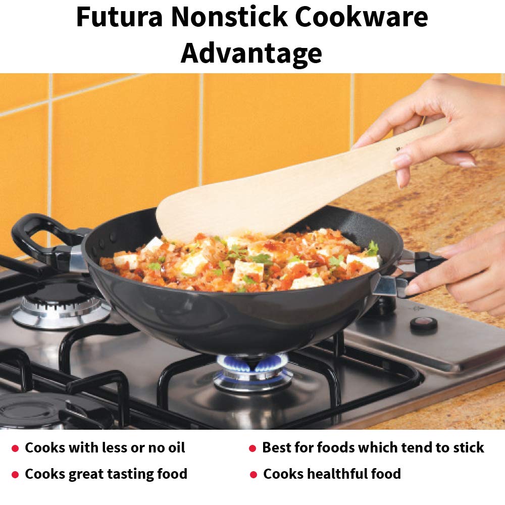 Nonstick Kadhai Indian Kadai Frying Pan Deep Fry Kadhai Deep Fry Pan with  Stainless Steel Lid Stir Fry Pan Nonstick All Purpose Pan Cookware Cooking