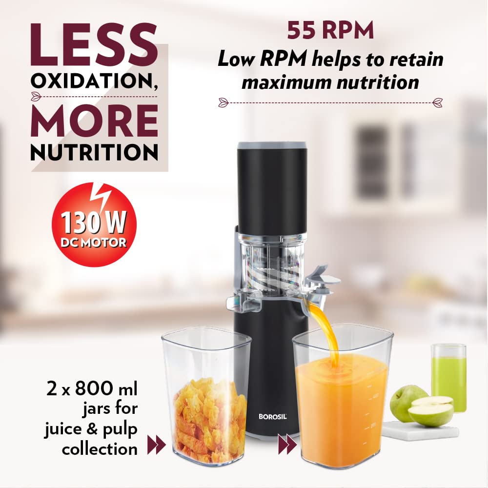 Borosil Easy Juice Cold Press Slow Juicer, Portable Slow Juicer, Compact Design, Less Oxidation, For Healthy Juices of Fresh Fruits & Vegetables, 130 Watt - Premium Slow Centrifugal Juicers from borosil - Just Rs. 3999! Shop now at Surana Sons