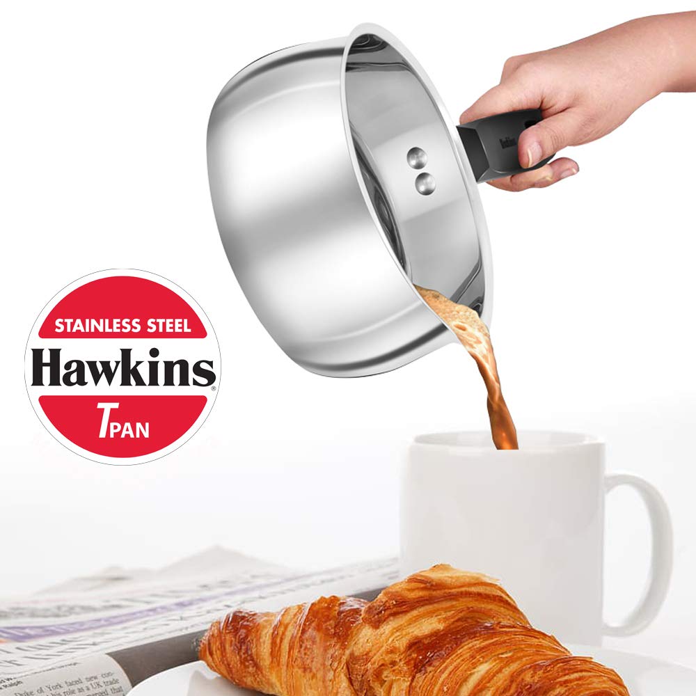 Hawkins 1 Litre Tpan, Stainless Steel Tea Pan, Induction Sauce Pan, Chai Pan, Small Pan, Silver (SST10) - Premium Sauce/Tea Pan from Hawkins - Just Rs. 833! Shop now at Surana Sons