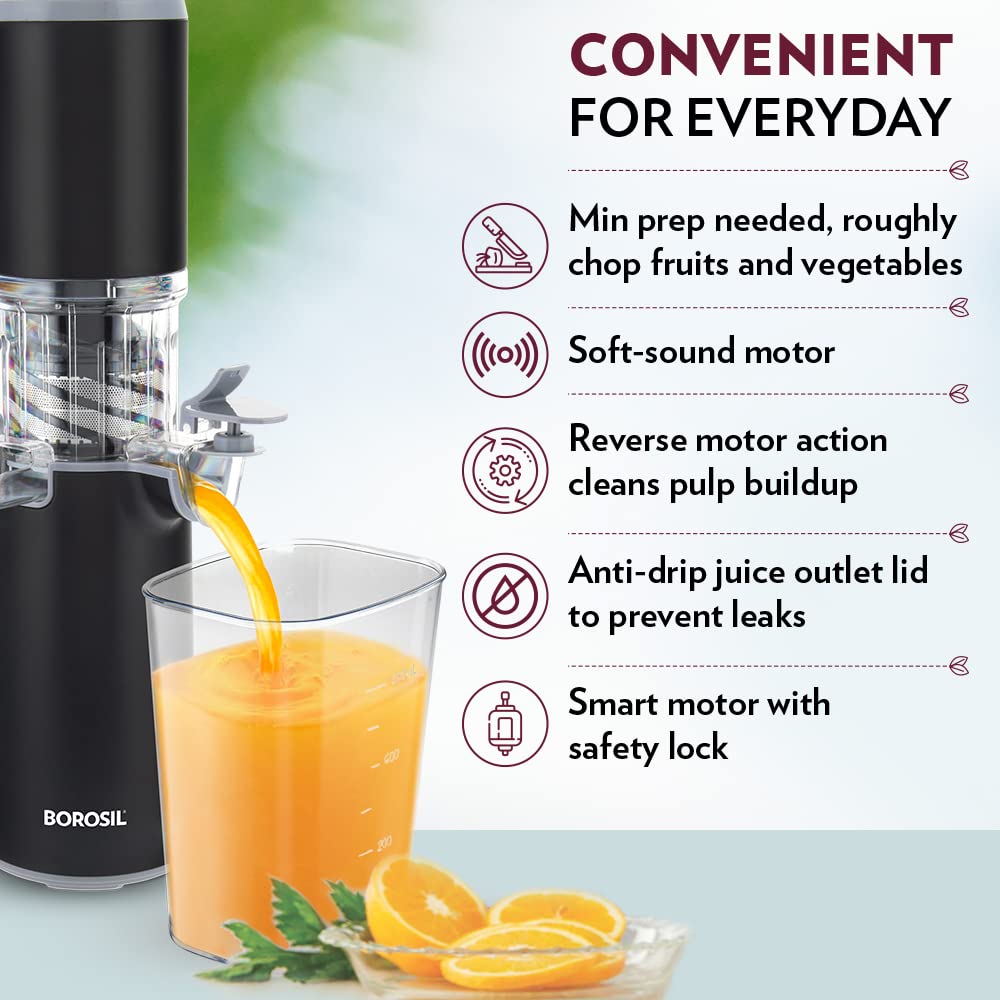 Borosil Easy Juice Cold Press Slow Juicer, Portable Slow Juicer, Compact Design, Less Oxidation, For Healthy Juices of Fresh Fruits & Vegetables, 130 Watt - Premium Slow Centrifugal Juicers from borosil - Just Rs. 3999! Shop now at Surana Sons