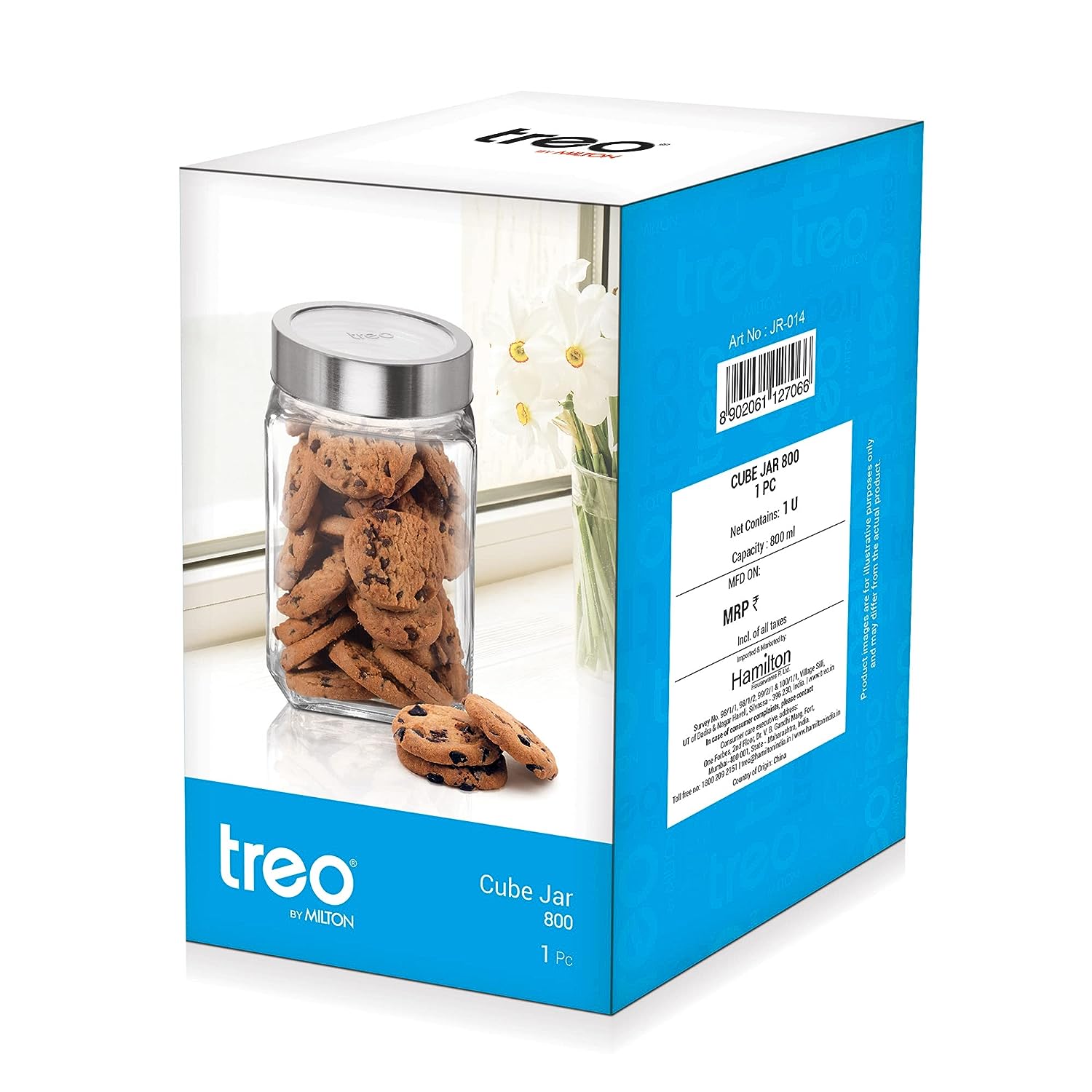 Treo By Milton Cube Storage Glass Jar, Transparent | BPA Free | Storage Jar | Kitchen Organizer | Modular | Multipurpose Jar - Premium Storage Jar from Milton Treo - Just Rs. 299! Shop now at Surana Sons