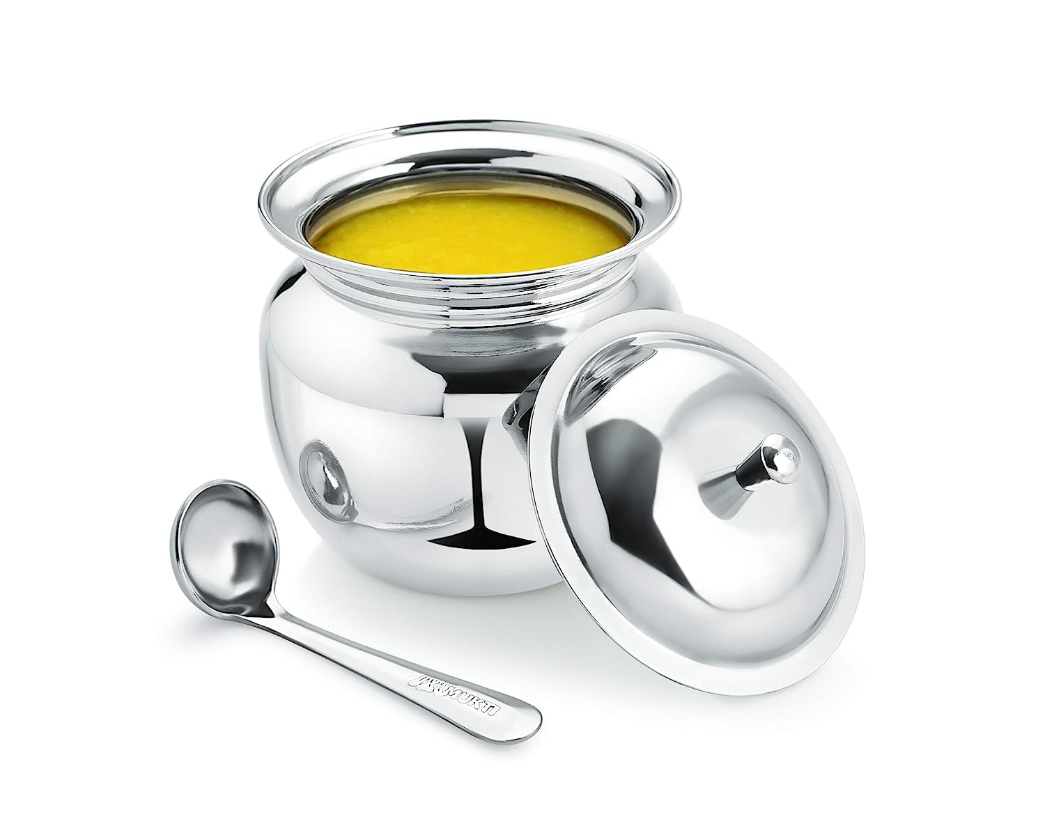 Mukti Premium Stainless Steel Ritz Ghee Pot/Oil Pot/Ghee Dani With Lid - Premium SS Ghee Pot from Mukti - Just Rs. 490! Shop now at Surana Sons