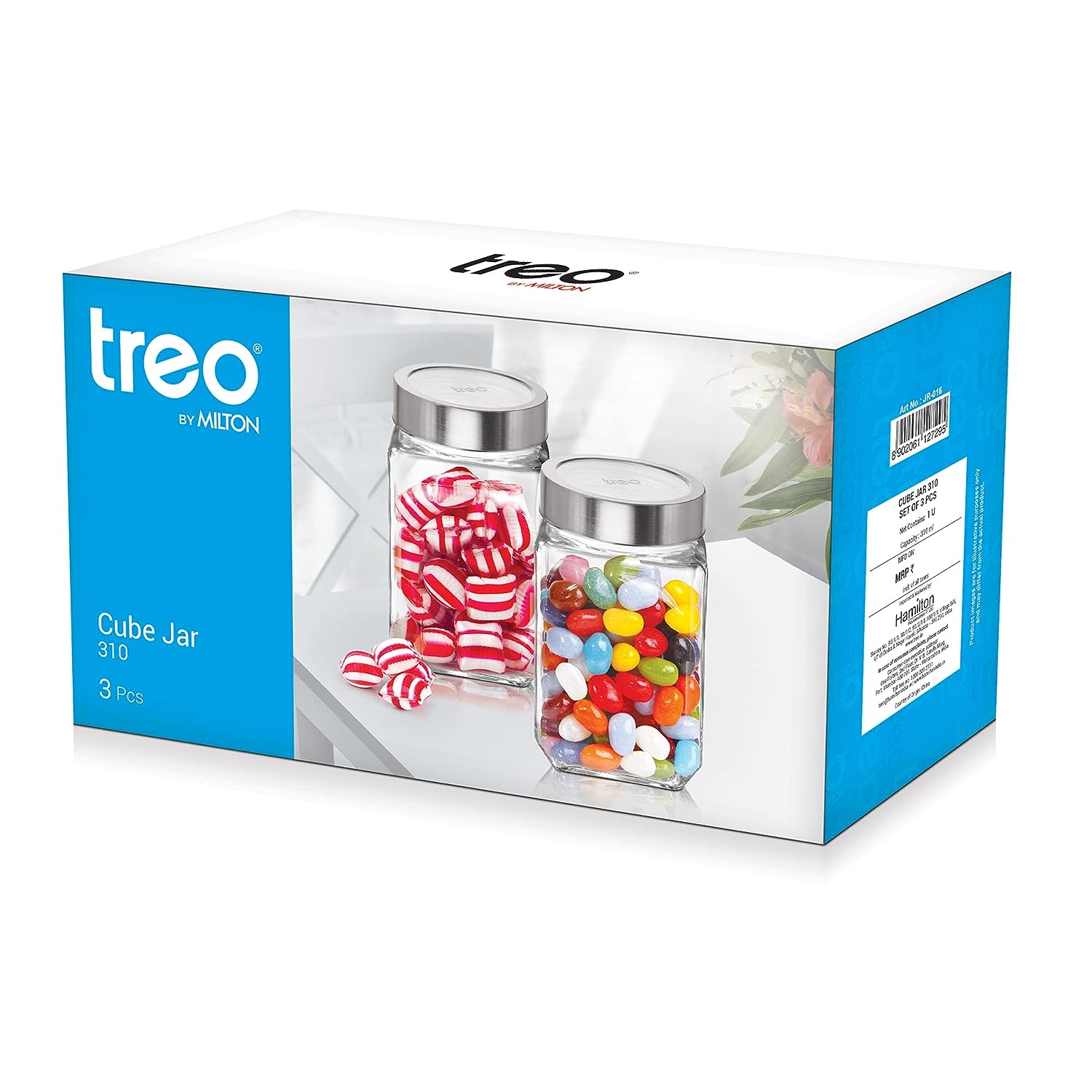 Treo By Milton Cube Storage Glass Jar, Transparent | BPA Free | Storage Jar | Kitchen Organizer | Modular | Multipurpose Jar - Premium Storage Jar from Milton Treo - Just Rs. 299! Shop now at Surana Sons