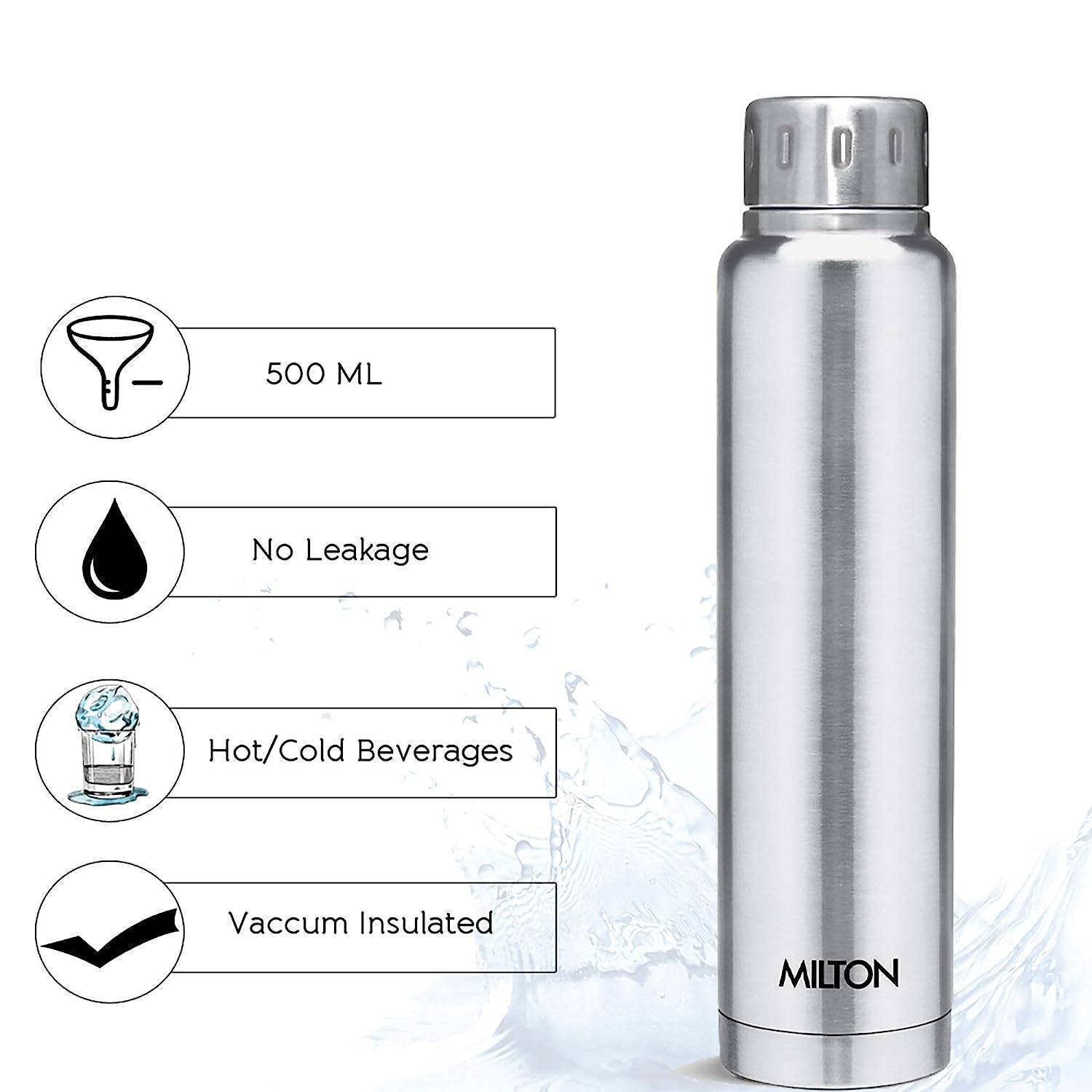 Milton Elfin Thermosteel 24 Hours Hot and Cold Water Bottle | Thermos Flask - Premium Hot & Cold Steel Vacuum Bottles from Milton - Just Rs. 464! Shop now at Surana Sons