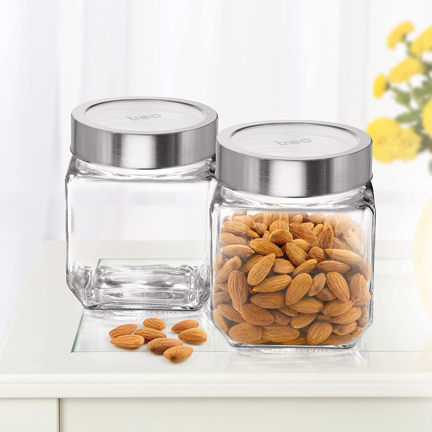 Treo By Milton Cube Storage Glass Jar, Transparent | BPA Free | Storage Jar | Kitchen Organizer | Modular | Multipurpose Jar - Premium Storage Jar from Milton Treo - Just Rs. 299! Shop now at Surana Sons