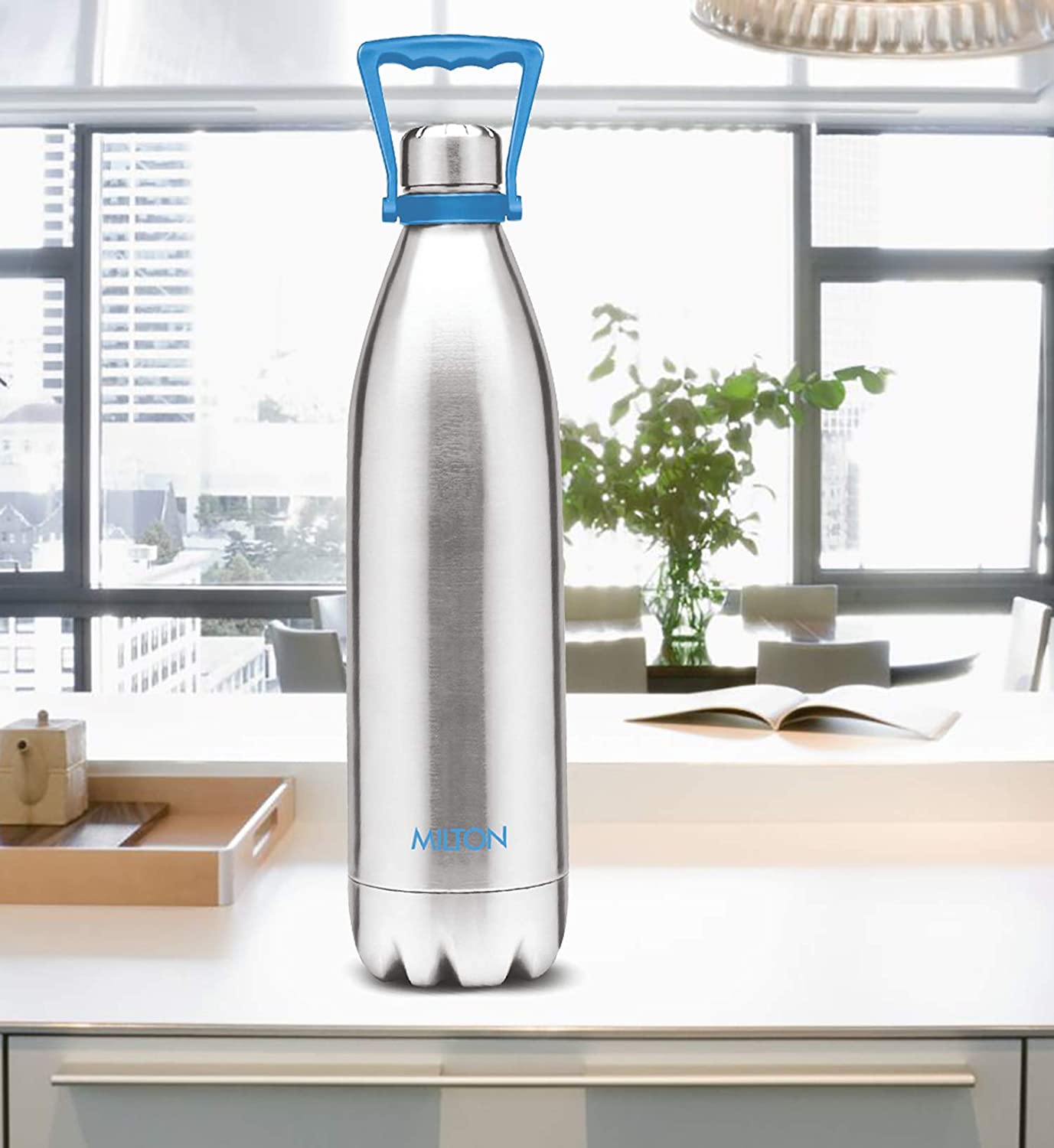 Milton Duo 1000 Thermosteel 24 Hours Hot & Cold Water Bottle Leak Proof 1 L  Blue