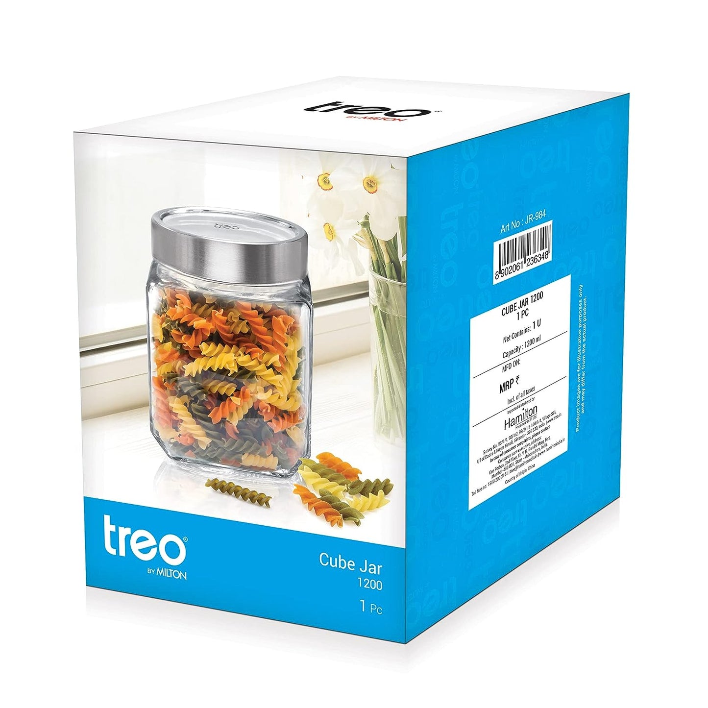 Treo By Milton Cube Storage Glass Jar, Transparent | BPA Free | Storage Jar | Kitchen Organizer | Modular | Multipurpose Jar - Premium Storage Jar from Milton Treo - Just Rs. 299! Shop now at Surana Sons