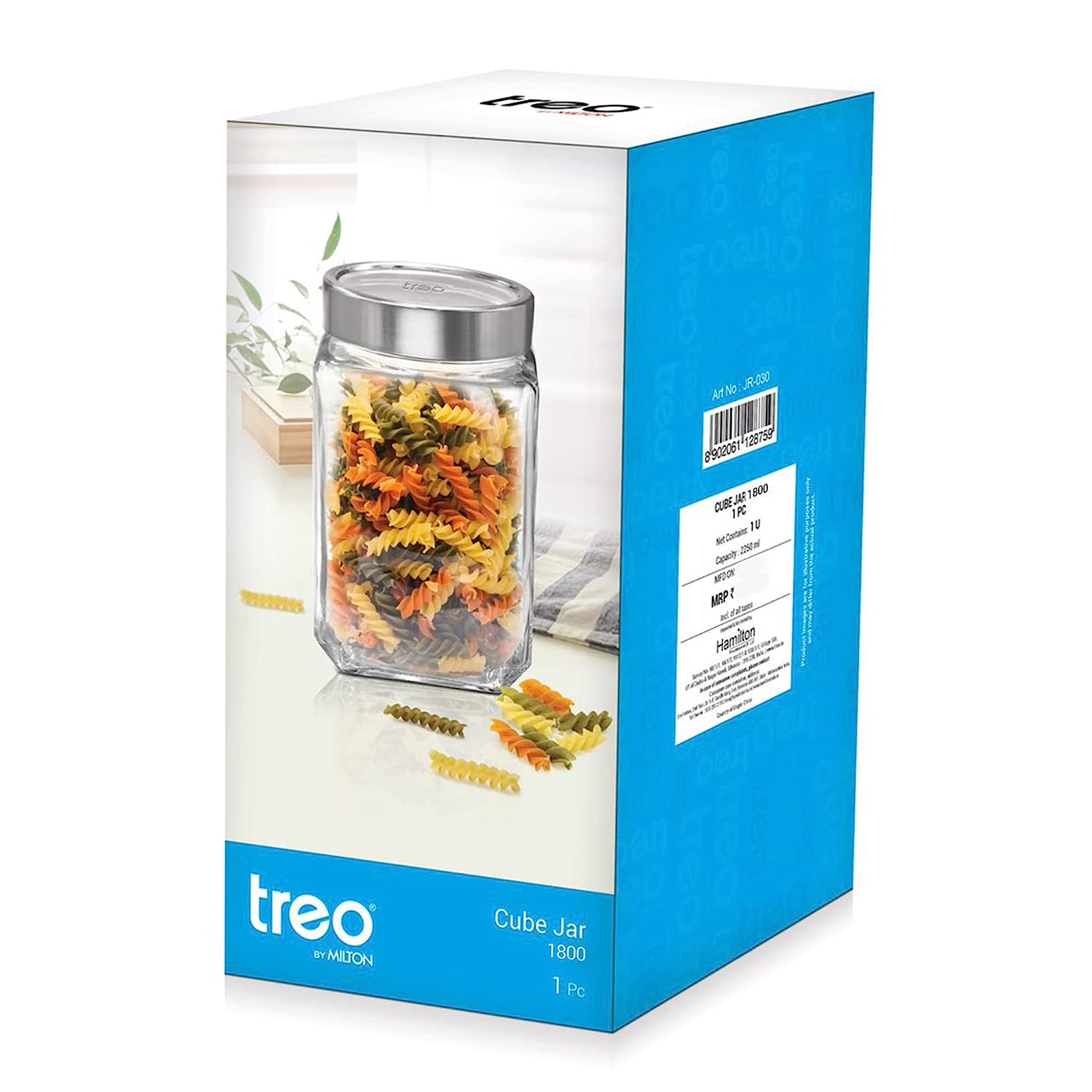 Treo By Milton Cube Storage Glass Jar, Transparent | BPA Free | Storage Jar | Kitchen Organizer | Modular | Multipurpose Jar - Premium Storage Jar from Milton Treo - Just Rs. 299! Shop now at Surana Sons