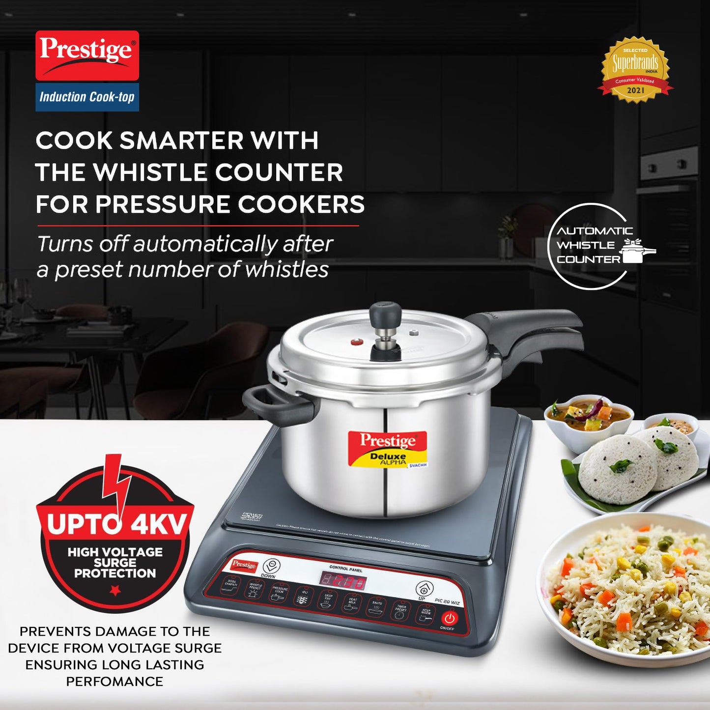 Prestige PIC 20 WIZ 1600W Induction Cooktop | Automatic Whistle Counter, Indian Menu Option - Premium Induction Cooktop from Prestige - Just Rs. 2299! Shop now at Surana Sons