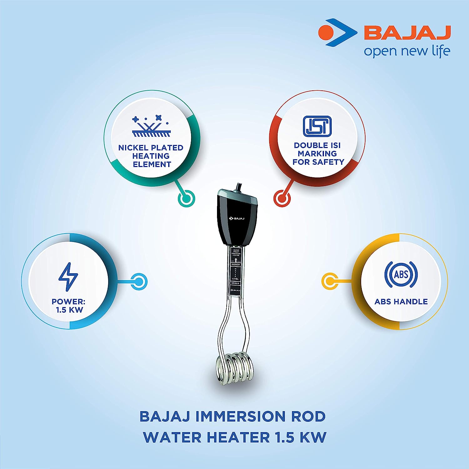 Bajaj Waterproof Immersion Rod Water Heater - Premium Immersion Rod from Bajaj - Just Rs. 550! Shop now at Surana Sons