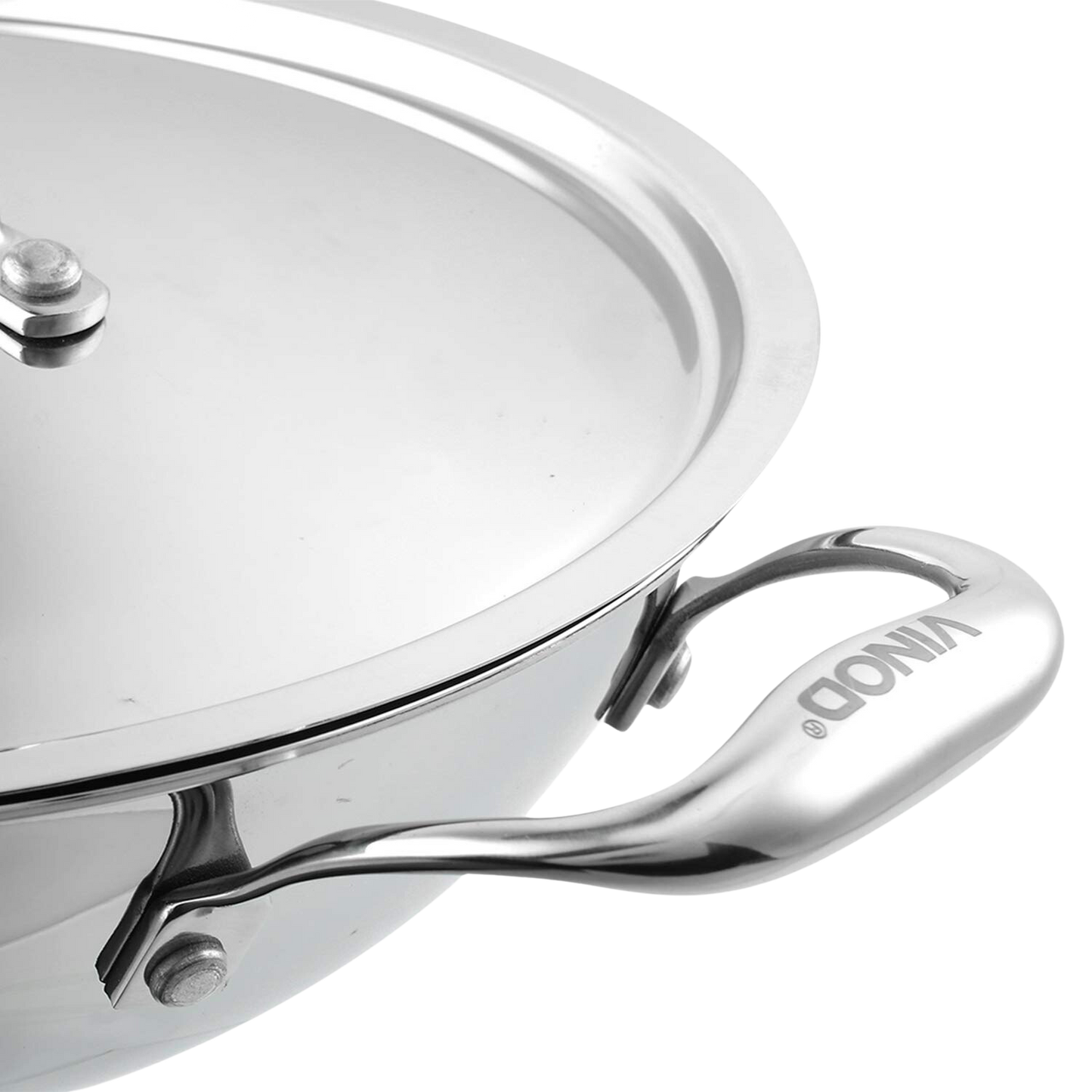 Vinod Platinum Triply Stainless Steel Extra Deep Kadhai with Stainless Steel Lid Silver (Induction and Gas Stove Friendly) - Premium SS Triply Kadhai from Vinod - Just Rs. 2293! Shop now at Surana Sons