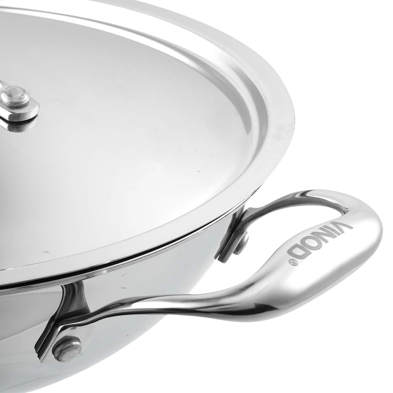 Vinod Platinum Triply Stainless Steel Extra Deep Kadhai with Stainless Steel Lid Silver (Induction and Gas Stove Friendly) - Premium SS Triply Kadhai from Vinod - Just Rs. 2293! Shop now at Surana Sons