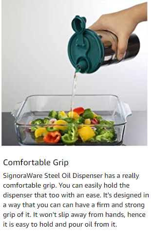 SignoraWare Easy Flow Stainless Steel Oil Dispenser Bottle with Lid and Cap | Air-Tight Spill-Proof | Food Grade Pourer | Drizzler | - Premium Oil Dispenser from Signoraware - Just Rs. 356! Shop now at Surana Sons