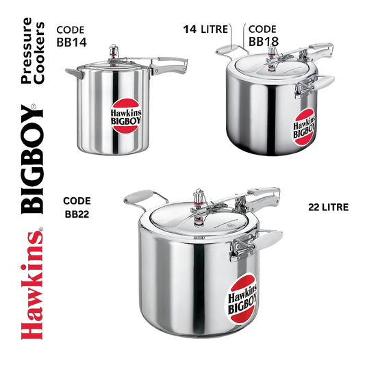 Hawkins BigBoy 18/22 Ltr Aluminum Inner Lid Pressure Cooker (Silver) - Premium Aluminium Pressure Cooker from Hawkins - Just Rs. 5850! Shop now at Surana Sons