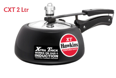 Hawkins Contura Black XT, Stainless Steel Inner Lid Pressure Cooker | Induction Base - Premium hard anodised pressure cooker from Hawkins - Just Rs. 1725! Shop now at Surana Sons