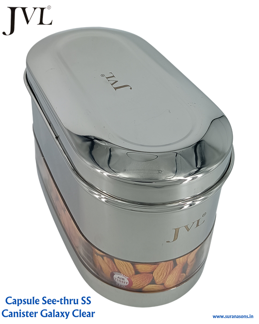 JVL Premium SS, Mirror Polish Kitchen Food Storage Capsule Shape Galaxy Clear Canister for Dry items Store only - Premium SS Barni/Containers from JVL - Just Rs. 874! Shop now at Surana Sons