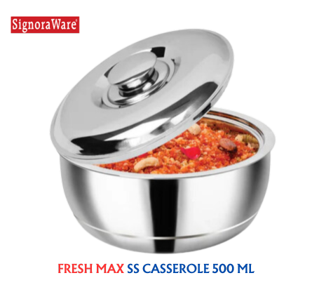 SignoraWare Hot Delight/Therma Double Wall Stainless Steel Belly Shape/Straight Wall Casserole | Mirror Polish - Premium SS Casserole from Signoraware - Just Rs. 576! Shop now at Surana Sons