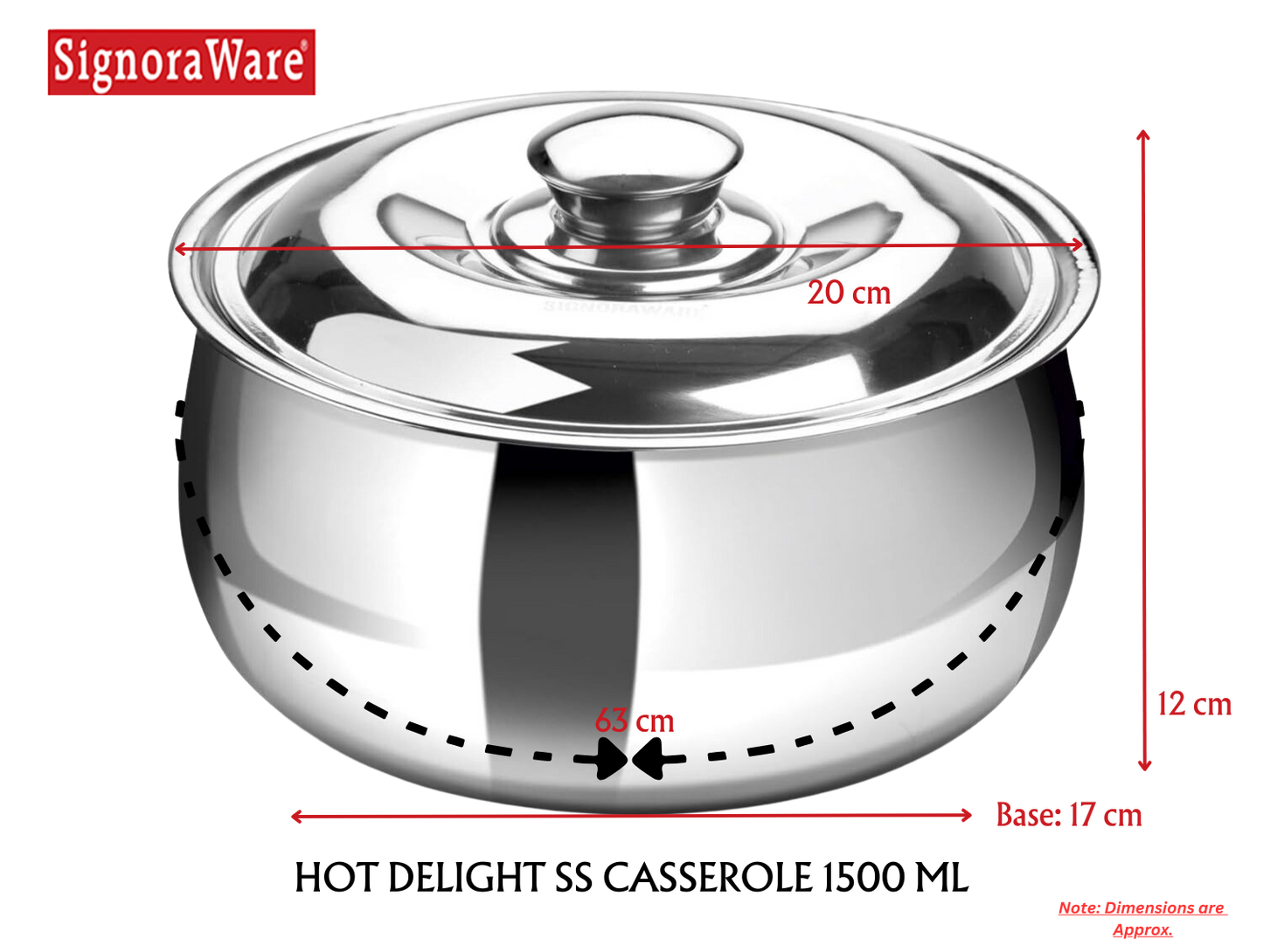 SignoraWare Hot Delight/Therma Double Wall Stainless Steel Belly Shape/Straight Wall Casserole | Mirror Polish - Premium SS Casserole from Signoraware - Just Rs. 576! Shop now at Surana Sons