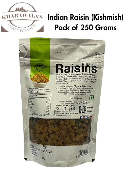 KHARAWALA'S Indian Raisin (Kishmish) | Pack of 250 Grams - Premium Raisins (Kishmish) from Kharawala - Just Rs. 128! Shop now at Surana Sons