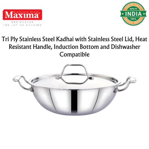 Vinod Platimum Triply Stainless Steel nonstick Kadai with Lid 4.5