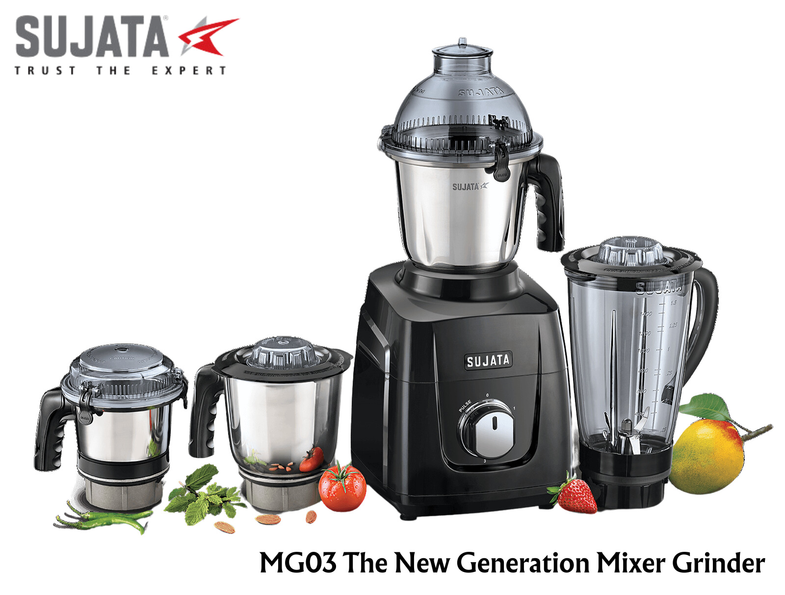 SUJATA MG03 The New Generation Mixer Grinder | 4 Jars | 1000 Watt - Premium Mixer Grinder from Sujata - Just Rs. 7899! Shop now at Surana Sons