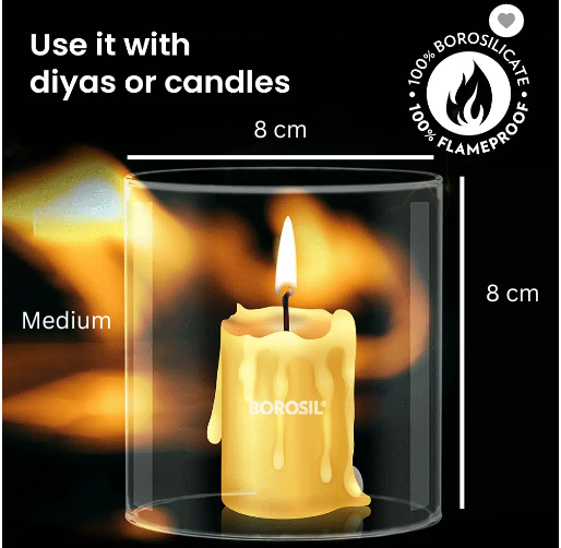 Borosil Glass Lantern Chimney | Diya Cover | - Premium Lantern Chimney from borosil - Just Rs. 145! Shop now at Surana Sons