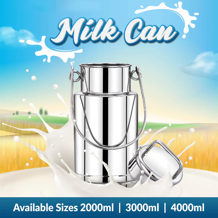 MAXIMA Barni Stainless Steel Milk Container Wire Handle, Stainless Steel, Easy To Carry Liquid Product, Ideal Option As Storage For Butter Milk, Oil, Ghee, Milk, Etc - Premium Milk Can/Containers from Maxima - Just Rs. 940! Shop now at Surana Sons