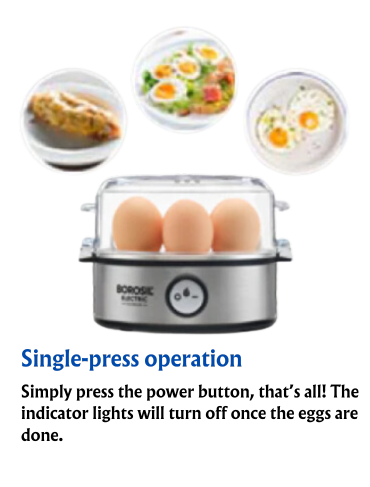 Borosil Electric Egg Boiler, 7 Egg Capacity, For Hard, Soft