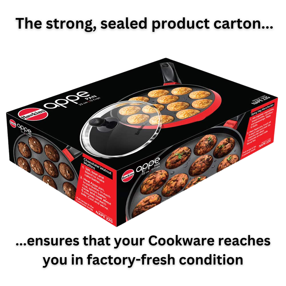 Hawkins Non Stick Appe Pan, Paniyarakkal  Pan, Litti Pan with Glass Lid, 12 Cups - Premium Non Stick Appam Patra with Glaas lid from Hawkins - Just Rs. 1170! Shop now at Surana Sons