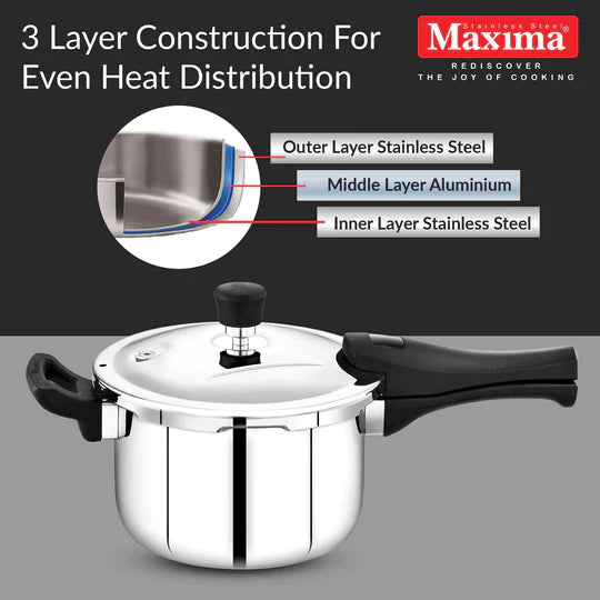 Maxima Triply SS Sumo Prime Pressure Cooker (Induction Friendly) - Premium SS pressure cooker from Maxima - Just Rs. 0! Shop now at Surana Sons