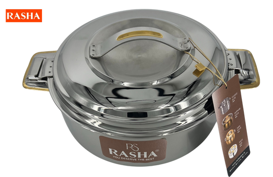 RASHA Stainless Steel Insulated Gold Casserole with Stainless Steel Lid - Premium SS Casserole from Rasha - Just Rs. 660! Shop now at Surana Sons