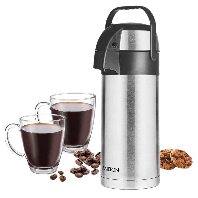 Milton Beverage Dispenser Stainless Steel for Serving Tea Coffee, Double Wall Vacuum Insulated | Easy Travel with Handle - Premium Thermos from Milton - Just Rs. 3230! Shop now at Surana Sons