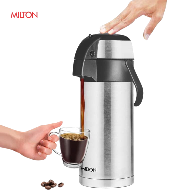 Milton Beverage Dispenser Stainless Steel for Serving Tea Coffee, Double Wall Vacuum Insulated | Easy Travel with Handle - Premium Thermos from Milton - Just Rs. 3230! Shop now at Surana Sons