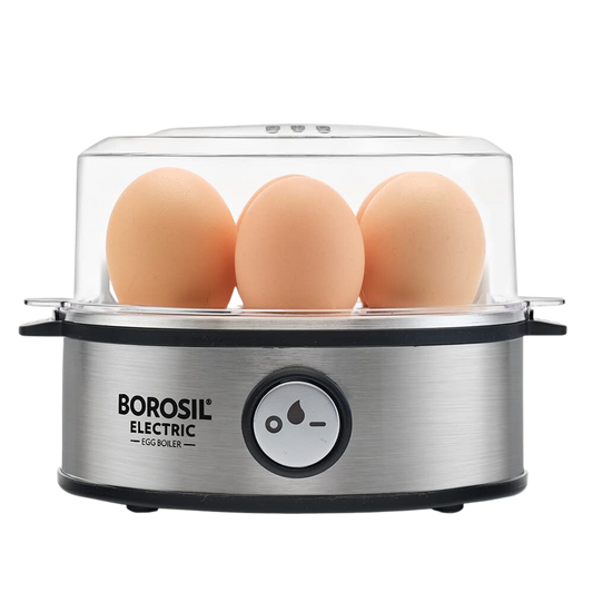 Borosil Electric Egg Boiler, For Hard, Soft, Medium Boiled Eggs, Steamed Vegetables, Transparent Lid, Stainless Steel Exterior - Premium Egg Boiler from borosil - Just Rs. 1450! Shop now at Surana Sons