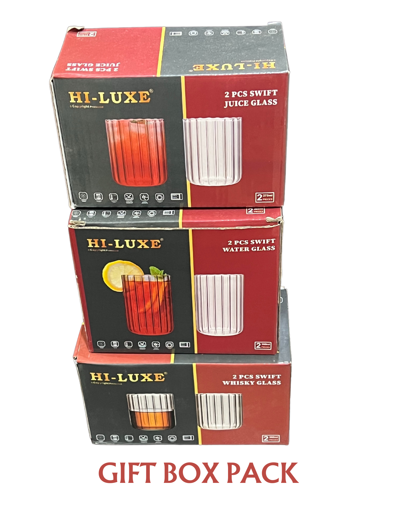 Hiluxe Feather Light Swift Glass | 2 Pcs Set | Gift Box | Ideal for Gifting | - Premium glass tumblers from Hiluxe - Just Rs. 270! Shop now at Surana Sons