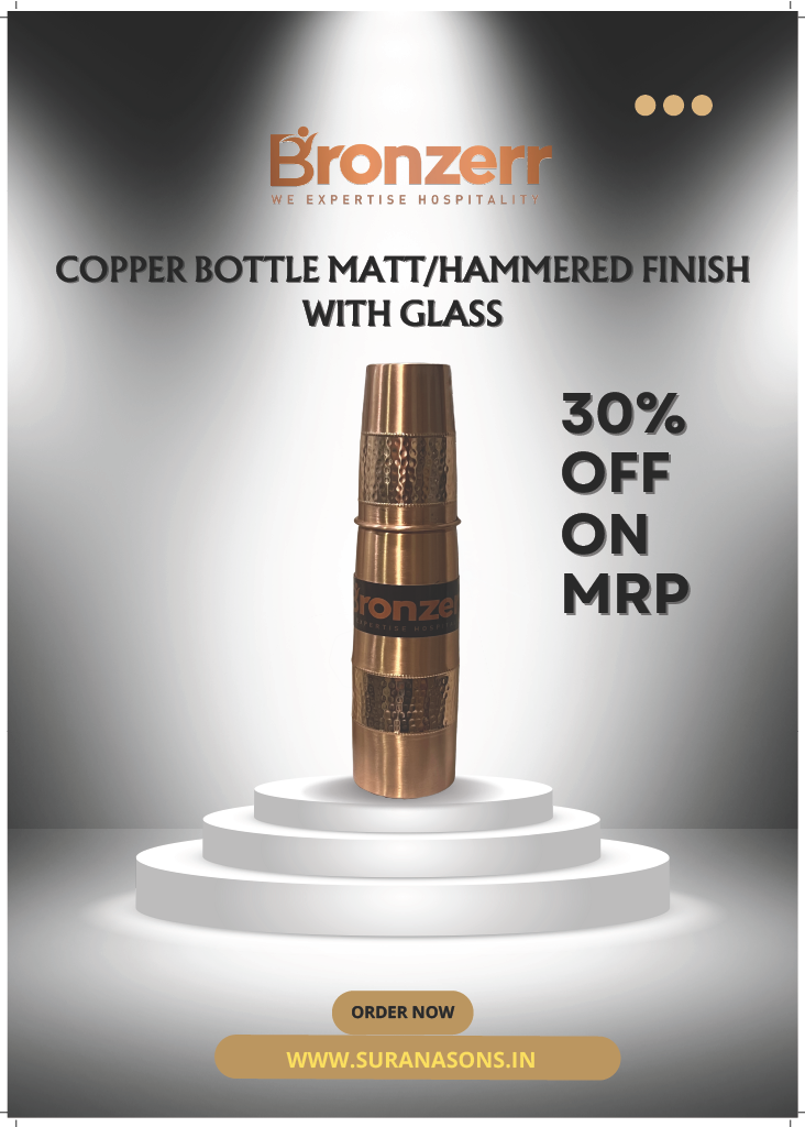 Bronzerr Copper Bottles | Pure Copper | Plain Or Color Electroplated Outside | Color Gift Box | Ideal Gift - Premium copper water bottles from Bronzerr - Just Rs. 780! Shop now at Surana Sons