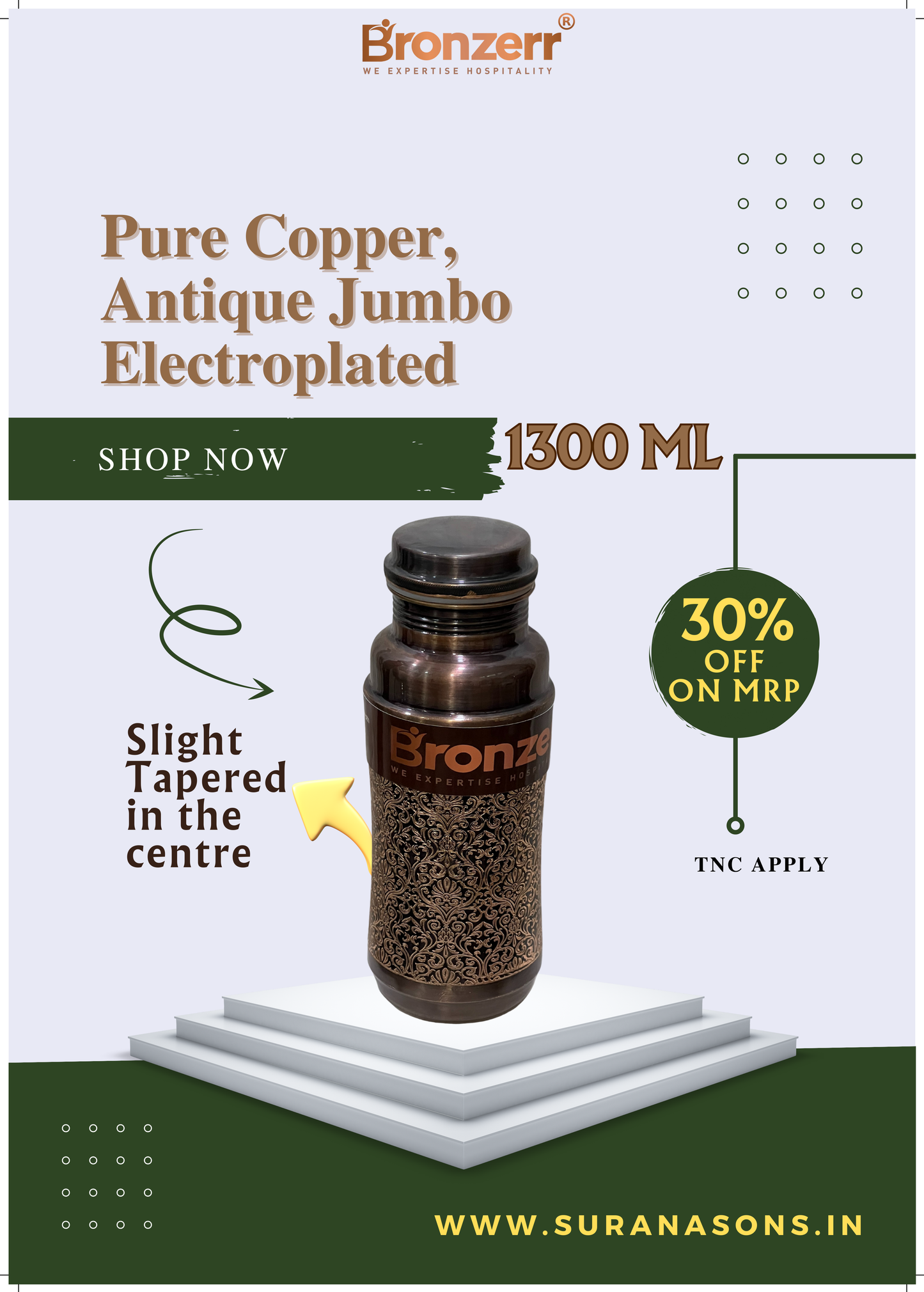 Bronzerr Copper Bottles | Pure Copper | Plain Or Color Electroplated Outside | Color Gift Box | Ideal Gift - Premium copper water bottles from Bronzerr - Just Rs. 780! Shop now at Surana Sons