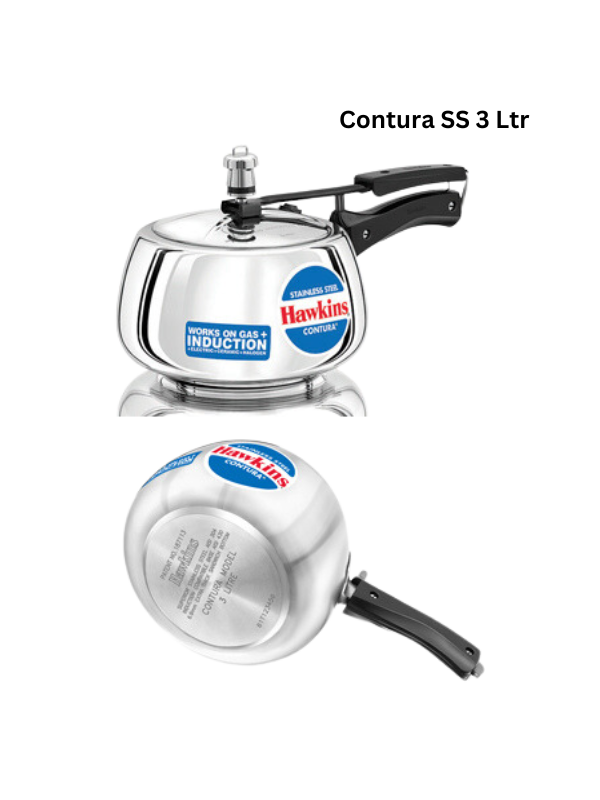 Hawkins Stainless Steel Contura Pressure Cooker, Inner Lid - Premium SS pressure cooker from Hawkins - Just Rs. 2160! Shop now at Surana Sons